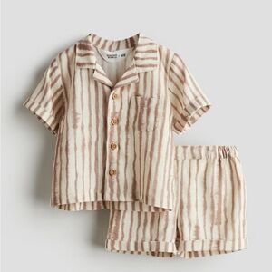 H&M Cream and Brown Linen Blend Set